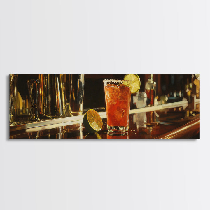 Classic Margarita with Salt Rim and Lime Canvas Print, Bar Art, Bar Sign, Bar Decor, Fine Art, Coffee Bar, Cocktail Wall Art, BAR-3x1-75
