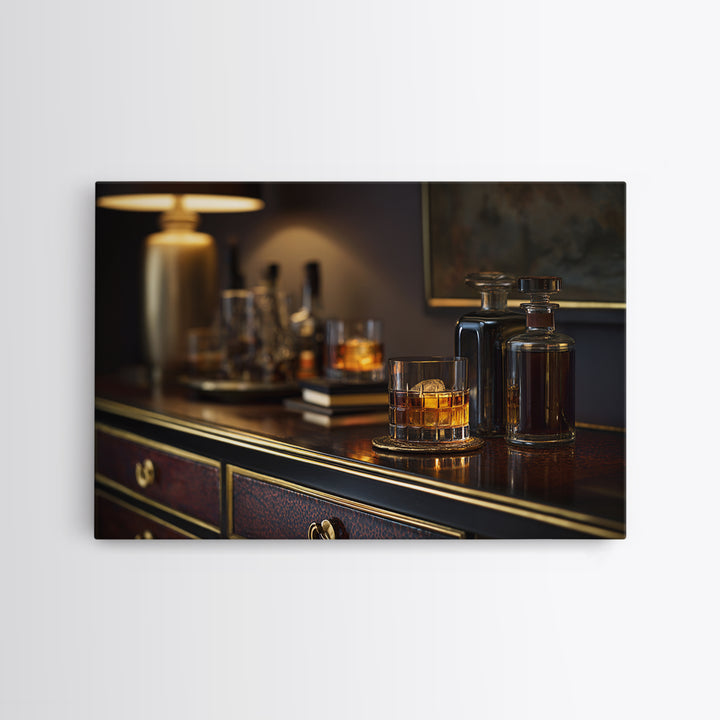 Midnight Manhattan Cocktail Framed Canvas Print, Bar Art, Bar Signs, Bar Decor, Fine Art, Modern Decor, Fine Art Print, BAR-3x2-28