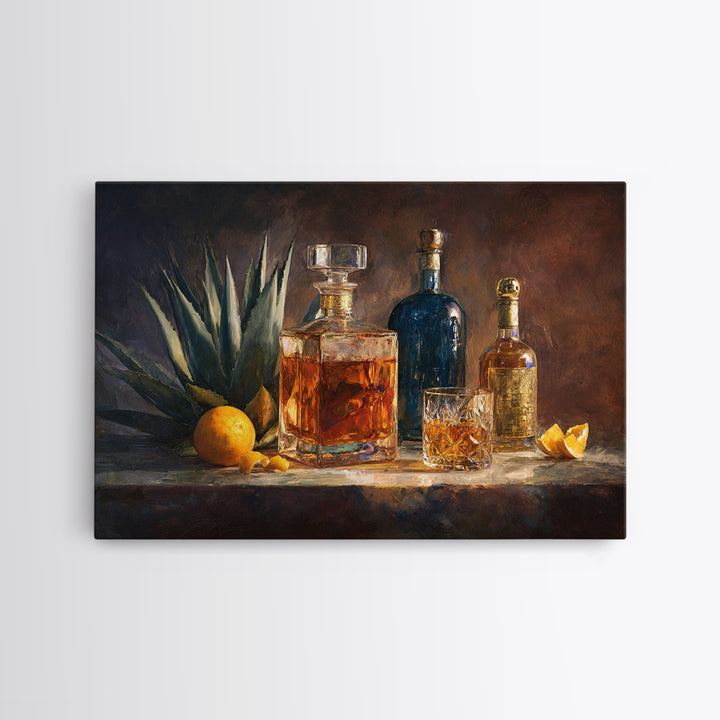 Tequila Agave Plant Study Framed Canvas Print, Bar Art, Bar Cart Decor, Bar Decor, Fine Art, Minimalist Decor, BAR-3x2-40