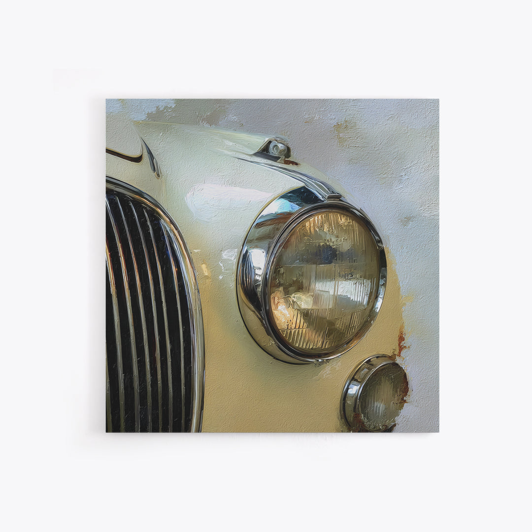 Classic Car Front Grill Closeup Canvas Print, Basement Art, Digital Art Download, Living Room Decor, Oil Painting, Retreat, BAS-1x1-22