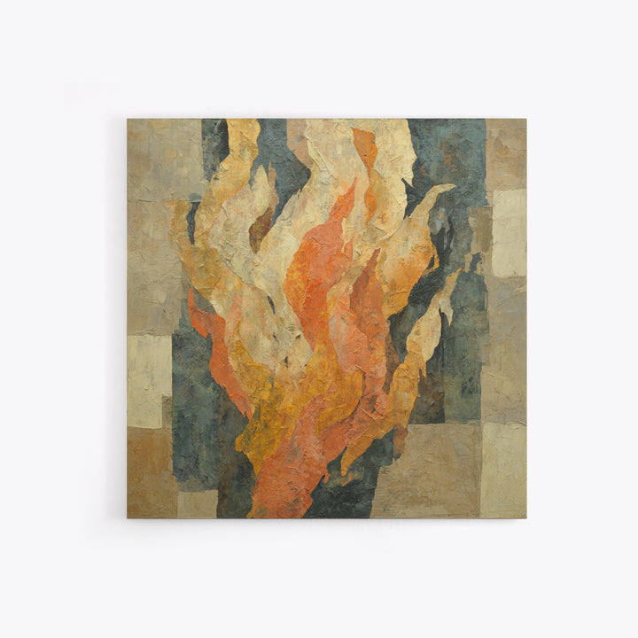Moody Abstract Flames and Smoke Composition Framed Canvas Print, Basement Art, Rustic Wall Art, Living Room Decor, Abstract Art, BAS-1x1-24