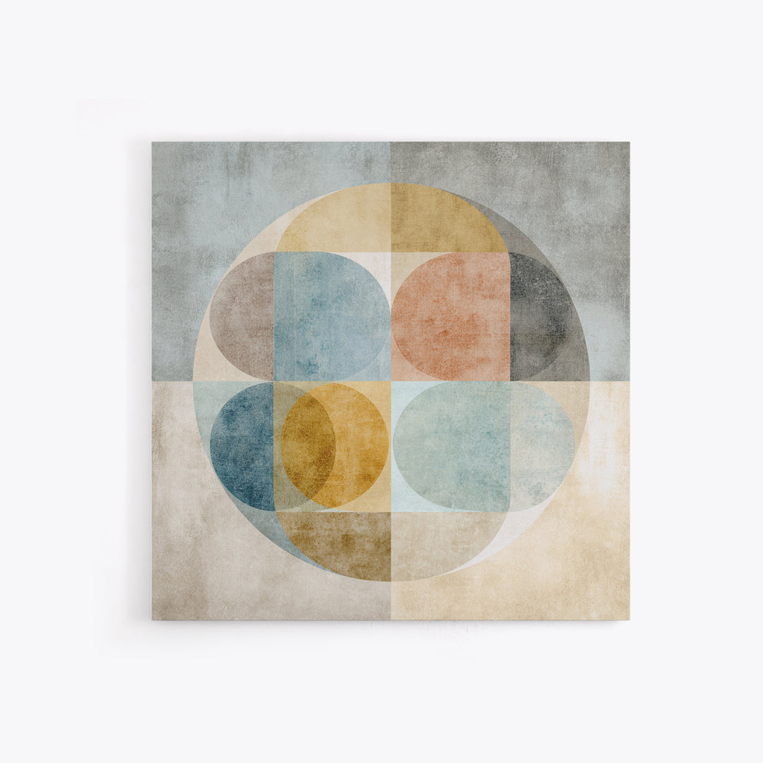 Dartboard Circular Color Composition Framed Canvas Print, Basement Art, Cocktail Prints, Living Room Decor, Abstract Art, BAS-1x1-42