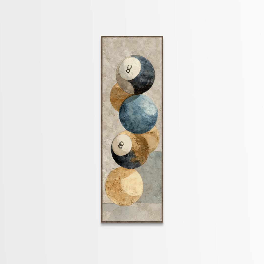Bold Billiards Eight Ball Composition Canvas Print, Basement Art, Canvas, Living Room Decor, Fine Art, Retreat, Bar Art, BAS-1x3-40
