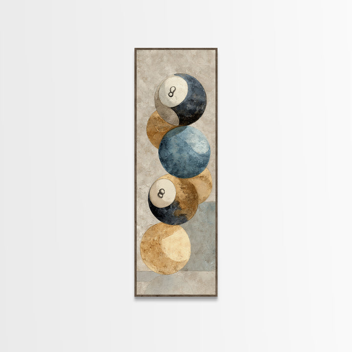 Bold Billiards Eight Ball Composition Canvas Print, Basement Art, Canvas, Living Room Decor, Fine Art, Retreat, Bar Art, BAS-1x3-40