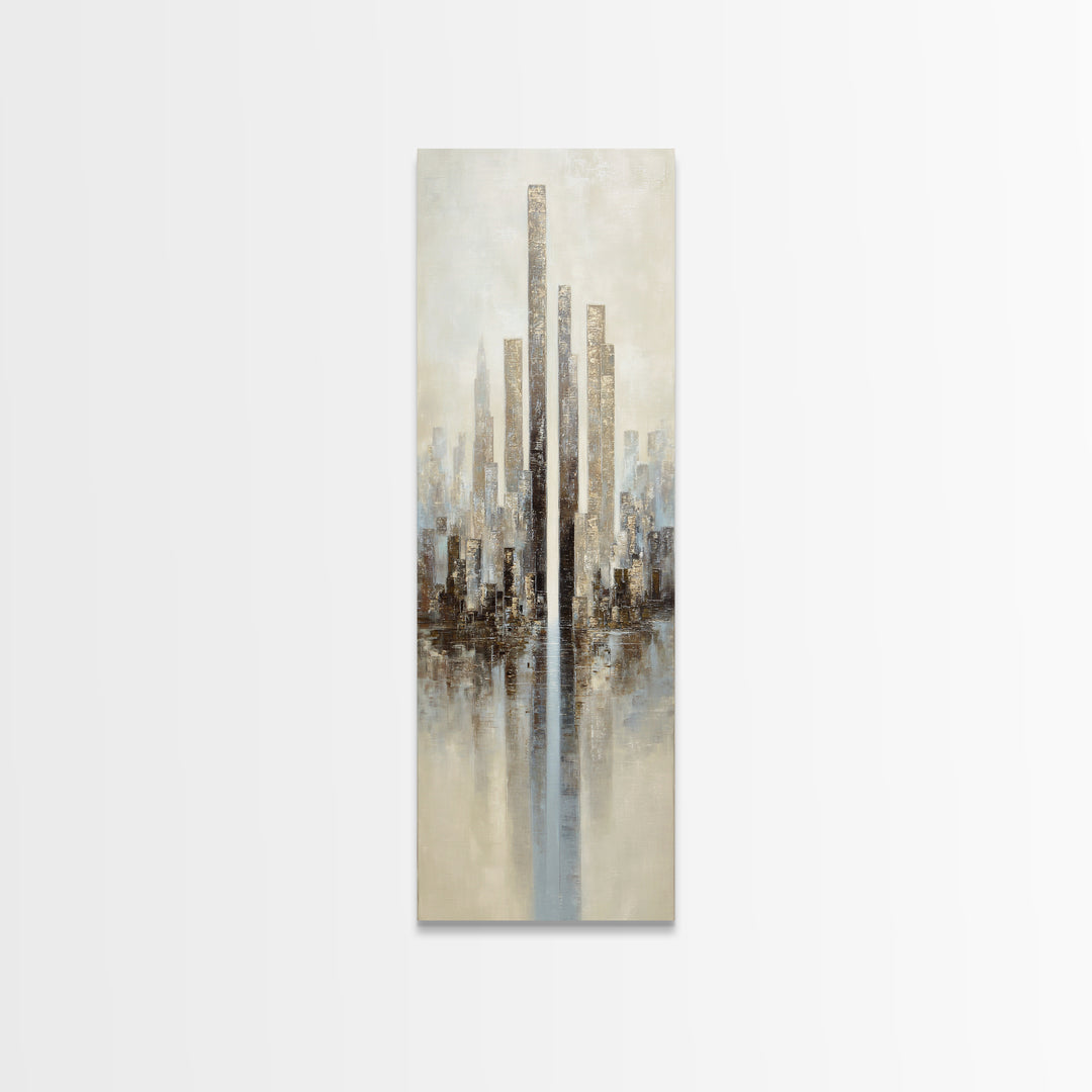 Dark Abstract City Skyline Canvas Print, Basement Art, Classroom Decor, Living Room Decor, Abstract Art, Retreat, BAS-1x3-43