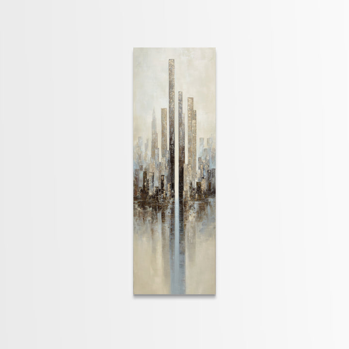 Dark Abstract City Skyline Canvas Print, Basement Art, Classroom Decor, Living Room Decor, Abstract Art, Retreat, BAS-1x3-43