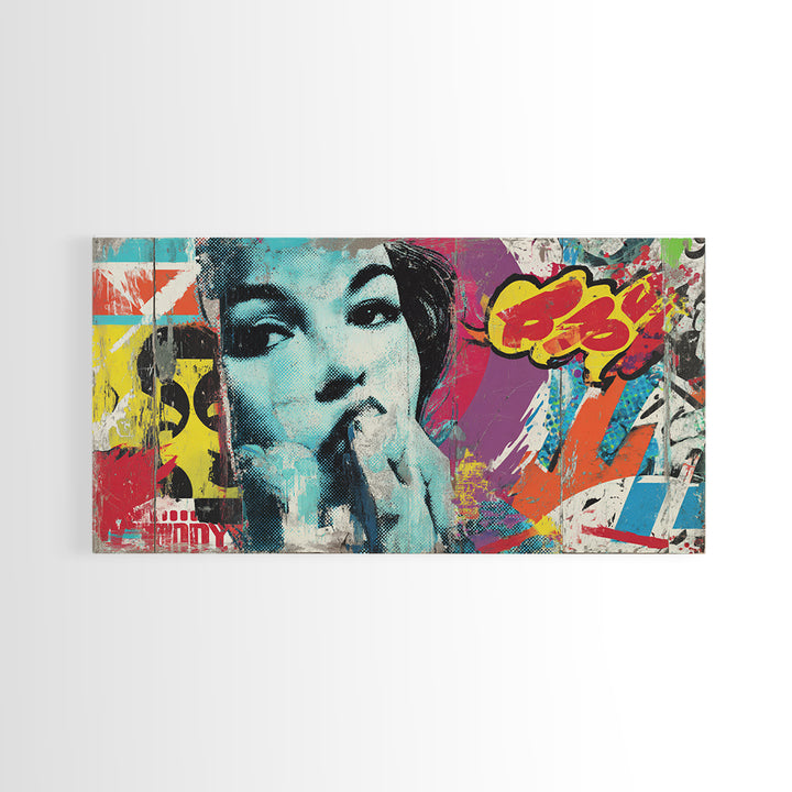 Urban Brick Graffiti Panel Framed Canvas Print, Basement Art, Original Art Prints, Living Room Decor, Fine Art, Retreat, BAS-2x1-19