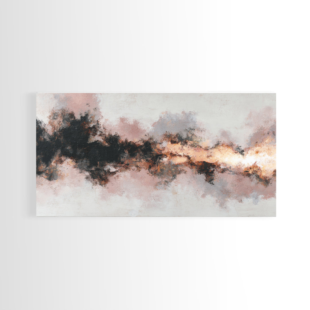 Moody Abstract Flames and Smoke Composition Framed Canvas Print, Basement Art, Trendy Wall Art, Living Room Decor, Abstract Art, BAS-2x1-92