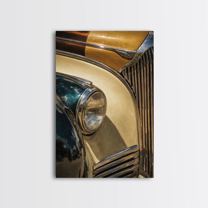 Classic Car Front Grill Closeup Canvas Print, Basement Art, Minimalist Decor, Living Room Decor, Retreat, Western Decor, BAS-2x3-54