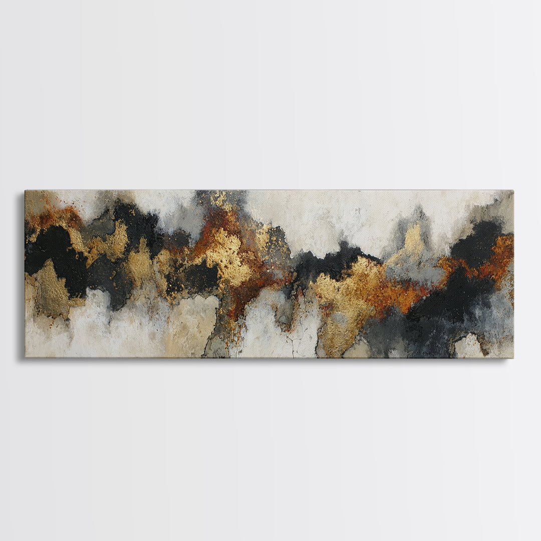 Moody Abstract Flames and Smoke Composition Canvas Print, Basement Art, Gallery Decor, Living Room Decor, Fine Art, Retreat, BAS-3x1-40