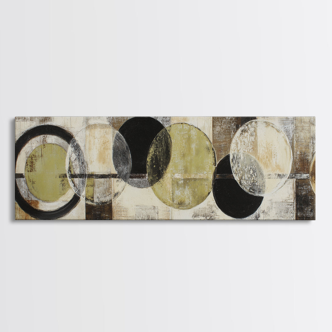 Vinyl Record and Headphones on Worn Wood Framed Canvas Print, Basement Art, Rustic Decor, Living Room Decor, Fine Art, Retreat, BAS-3x1-73