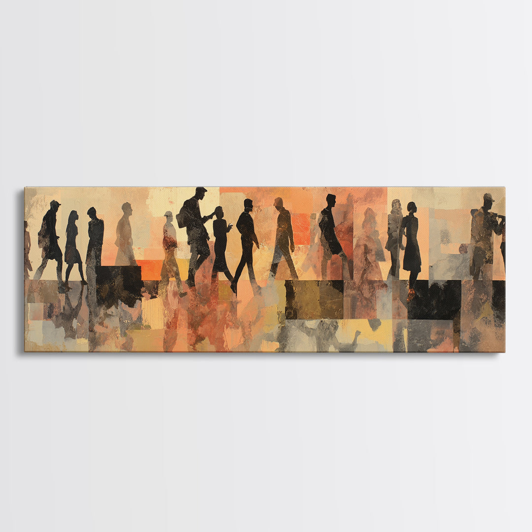 Large Monochrome Sports Action Figure Silhouette Canvas Print, Basement Art, Rustic Wall Art, Living Room Decor, Oil Painting, BAS-3x1-8