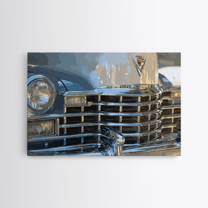 Classic Car Front Grill Closeup Framed Canvas Print, Basement Art, Canvas, Living Room Decor, Fine Art, Retreat, Bar Art, BAS-3x2-2