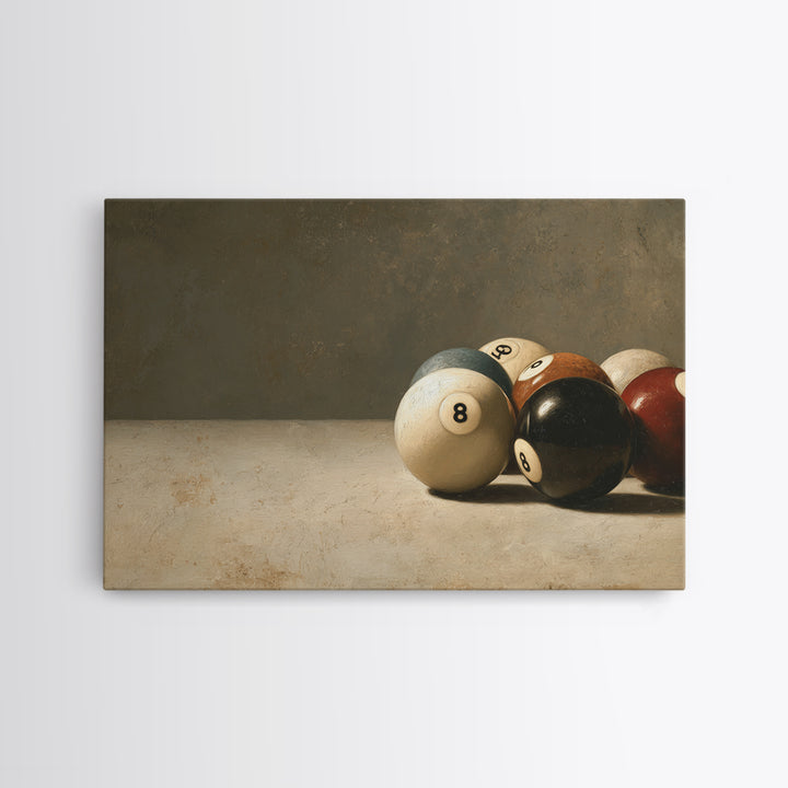Bold Billiards Eight Ball Composition Canvas Print, Basement Art, Digital Art Download, Living Room Decor, Fine Art, Retreat, BAS-3x2-32