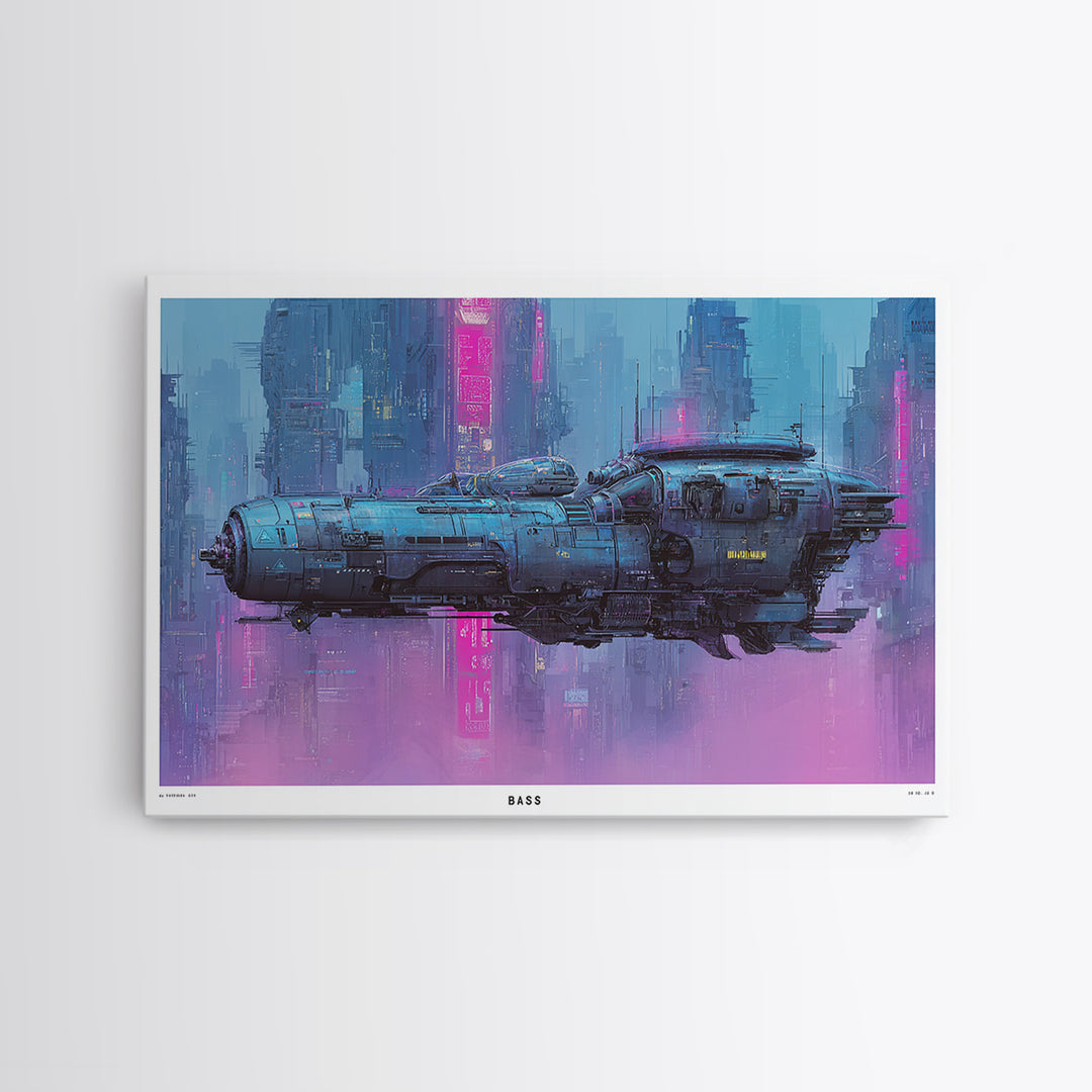 Retro Sci Fi Spaceship Poster for Entertainment Canvas Print, Basement Art, First Home Gift, Living Room Decor, Retreat, BAS-3x2-93