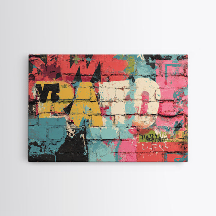 Urban Brick Graffiti Panel Framed Canvas Print, Basement Art, Minimalist Decor, Living Room Decor, Fine Art, Retreat, BAS-3x2-99