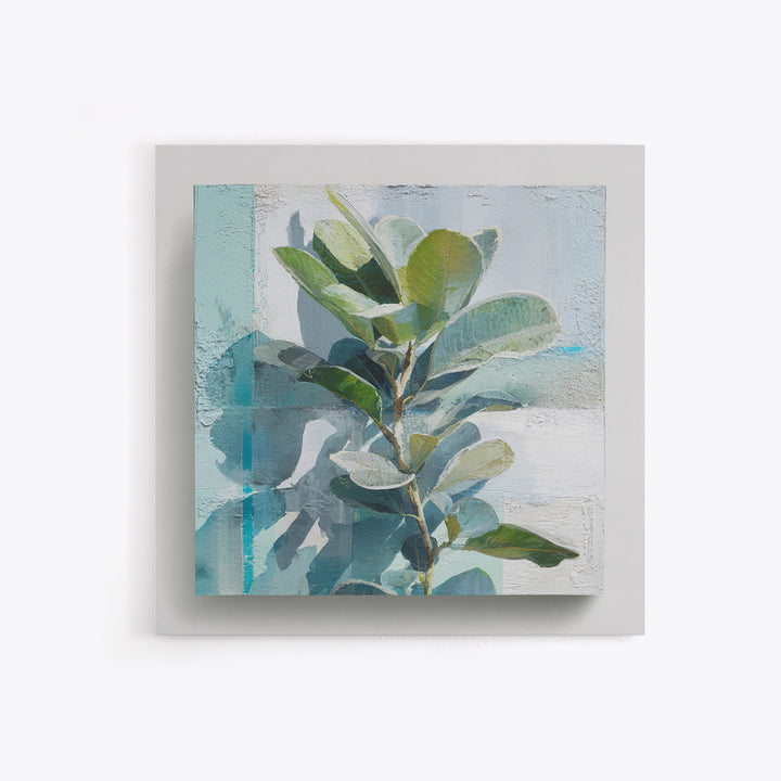 Sunlit Window Plant Shadow on Plaster Canvas Print, Bathroom Art, Dog Portrait, Bathroom Decor, Spa, Minimalist Wall Art, BAT-1x1-18