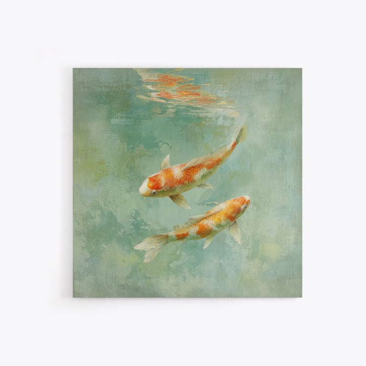 Minimal Koi Fish Swimming Through Clear Water Framed Canvas Print, Bathroom Art, Gallery Decor, Bathroom Decor, Fine Art, Spa, BAT-1x1-32