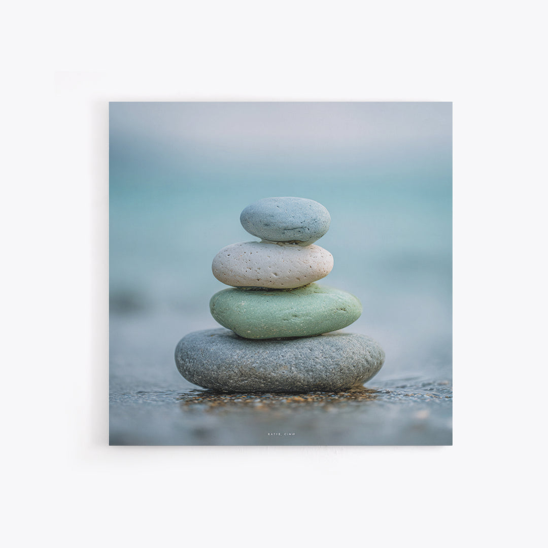 Monochrome Pebble Stack Framed Canvas Print, Bathroom Art, Bathroom Art Decor, Bathroom Decor, Oil Painting, Spa, Boho Decor, BAT-1x1-37