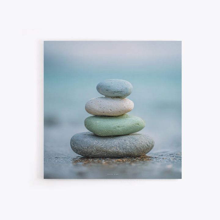 Monochrome Pebble Stack Framed Canvas Print, Bathroom Art, Bathroom Art Decor, Bathroom Decor, Oil Painting, Spa, Boho Decor, BAT-1x1-37