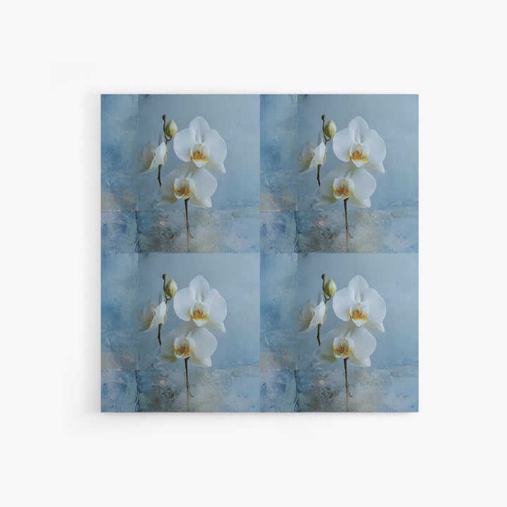 White Orchid on Warm Stone Background Framed Canvas Print, Bathroom Art, Unique Wall Art, Bathroom Decor, Fine Art, Spa, BAT-1x1-52