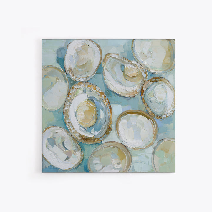 Oyster Shell Study Framed Canvas Print, Bathroom Art, Modern Wall Art, Bathroom Decor, Fine Art, Spa, Wall Decor, Neutral Decor, BAT-1x1-70