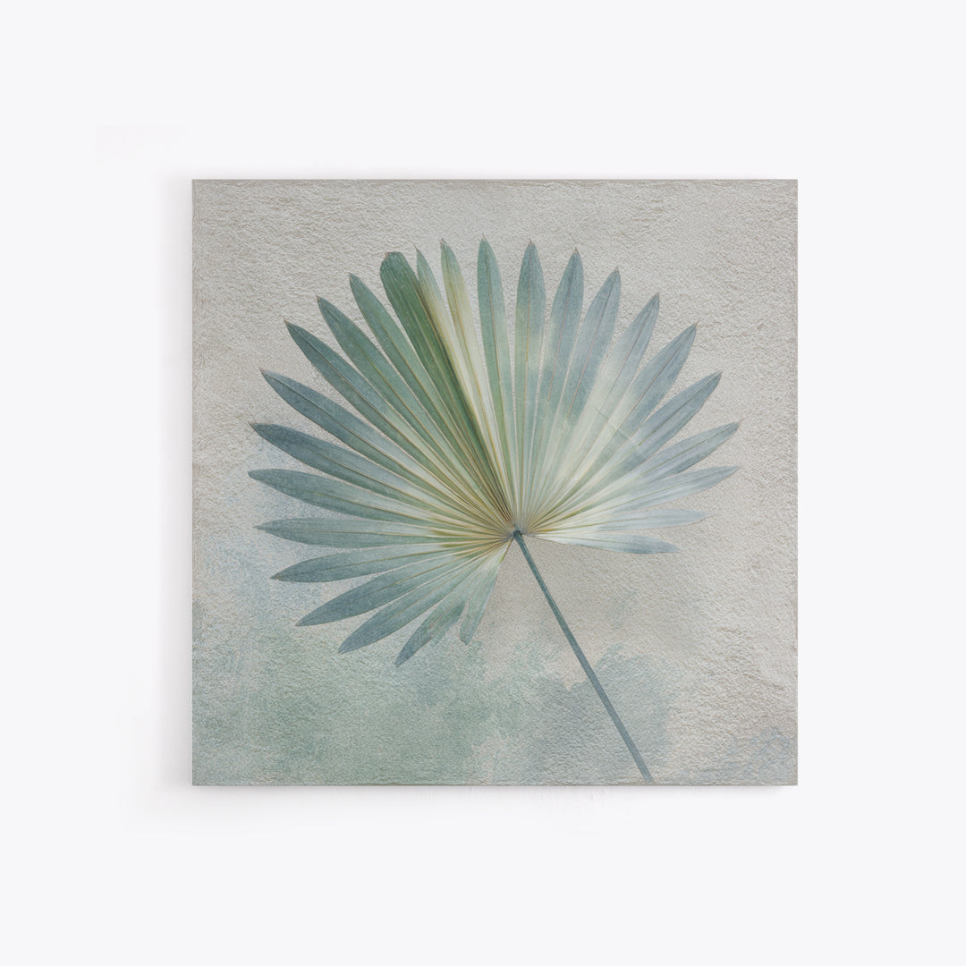 Simple Palm Frond on Off White Linen Framed Canvas Print, Bathroom Art, Bathroom Art Decor, Bathroom Decor, Abstract Art, Spa, BAT-1x1-71