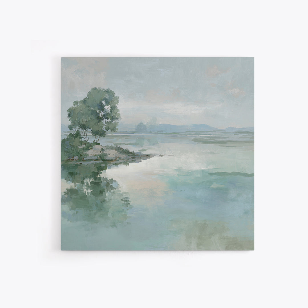Misty Lake Scene Canvas Print, Bathroom Art, Fine Art Print, Bathroom Decor, Oil Painting, Spa, Poster, Digital Art, Printable, BAT-1x1-81