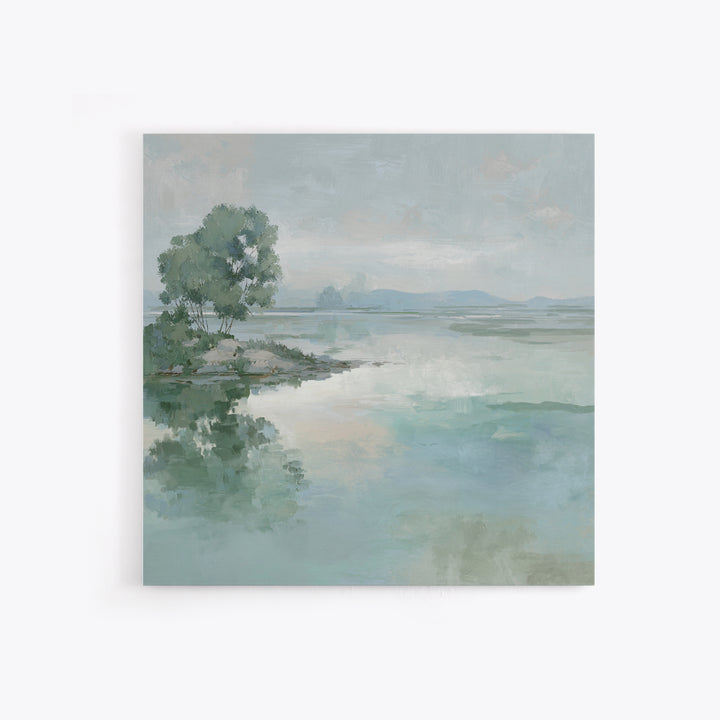 Misty Lake Scene Canvas Print, Bathroom Art, Fine Art Print, Bathroom Decor, Oil Painting, Spa, Poster, Digital Art, Printable, BAT-1x1-81