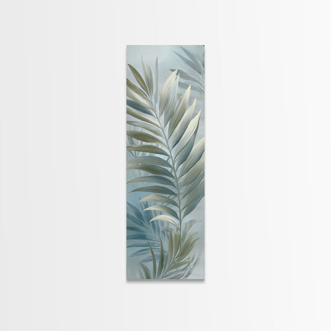 Simple Palm Frond on Off White Linen Canvas Print, Bathroom Art, Bathroom Wall Art, Bathroom Decor, Spa, Retro Wall Art, BAT-1x3-11