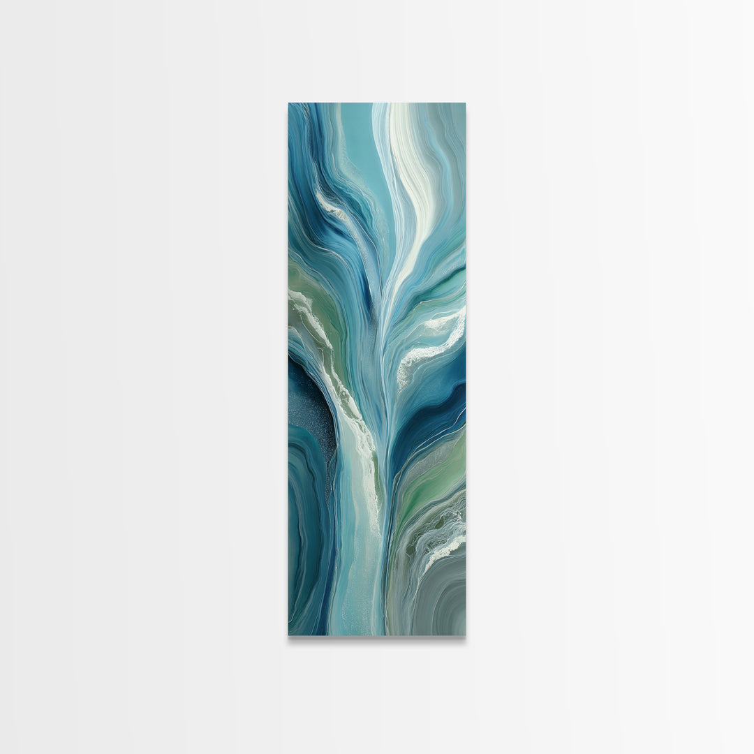 Calming Blue Ocean Wave Study Canvas Print, Bathroom Art, Halloween Art, Bathroom Decor, Oil Painting, Spa, Textured Painting, BAT-1x3-13