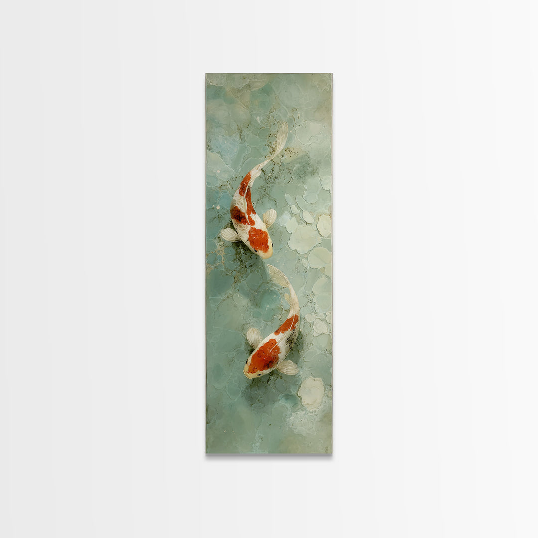 Minimal Koi Fish Swimming Through Clear Water Framed Canvas Print, Bathroom Art, Bathroom Print, Bathroom Decor, Fine Art, Spa, BAT-1x3-20