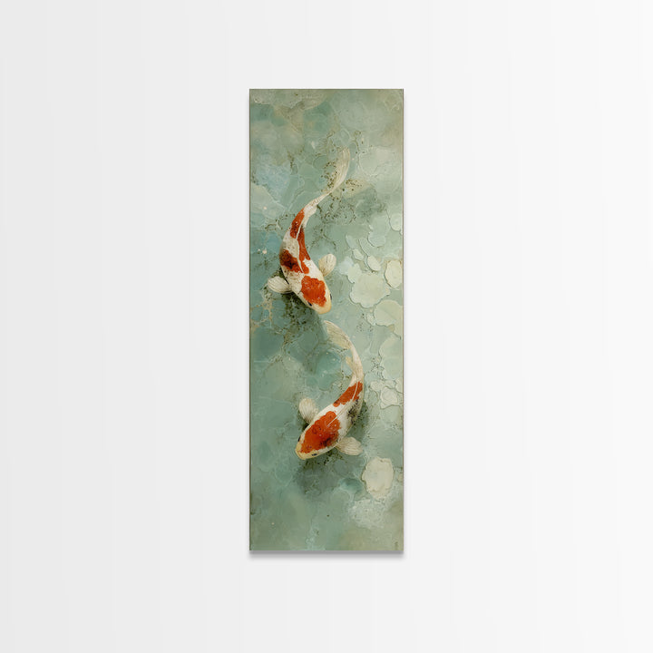 Minimal Koi Fish Swimming Through Clear Water Framed Canvas Print, Bathroom Art, Bathroom Print, Bathroom Decor, Fine Art, Spa, BAT-1x3-20