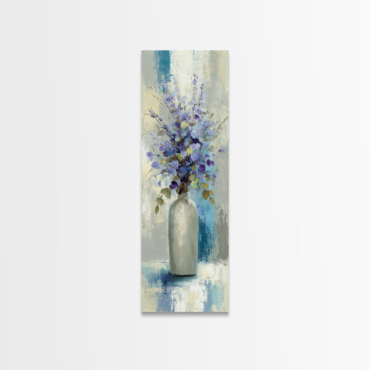 Lavender Sprigs in a Ceramic Vase Framed Canvas Print, Bathroom Art, Gallery Decor, Bathroom Decor, Spa, Minimalist Decor, BAT-1x3-24