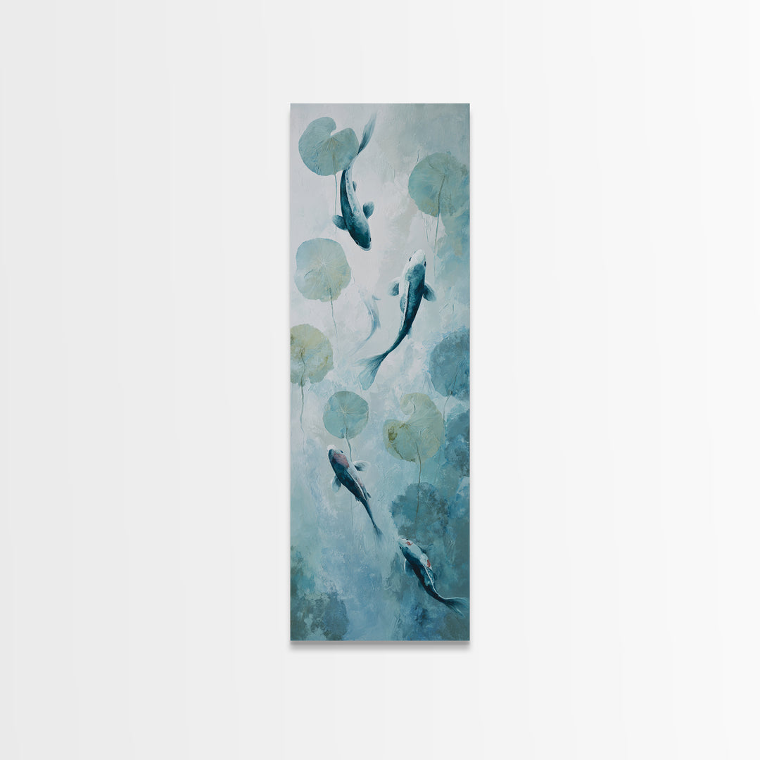Minimal Koi Fish Swimming Through Clear Water Canvas Print, Bathroom Art, Statement Artwork, Bathroom Decor, Fine Art, Spa, BAT-1x3-44