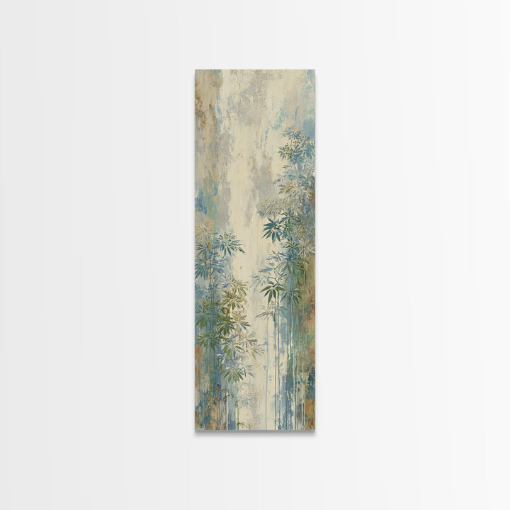 Sunlit Window Plant Shadow on Plaster Framed Canvas Print, Bathroom Art, Modern Wall Art, Bathroom Decor, Oil Painting, Spa, BAT-1x3-54