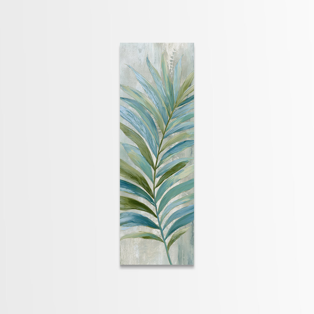 Simple Palm Frond on Off White Linen Canvas Print, Bathroom Art, Home Decor, Bathroom Decor, Fine Art, Spa, Canvas Wall Art, BAT-1x3-59