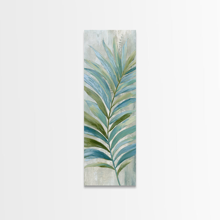 Simple Palm Frond on Off White Linen Canvas Print, Bathroom Art, Home Decor, Bathroom Decor, Fine Art, Spa, Canvas Wall Art, BAT-1x3-59