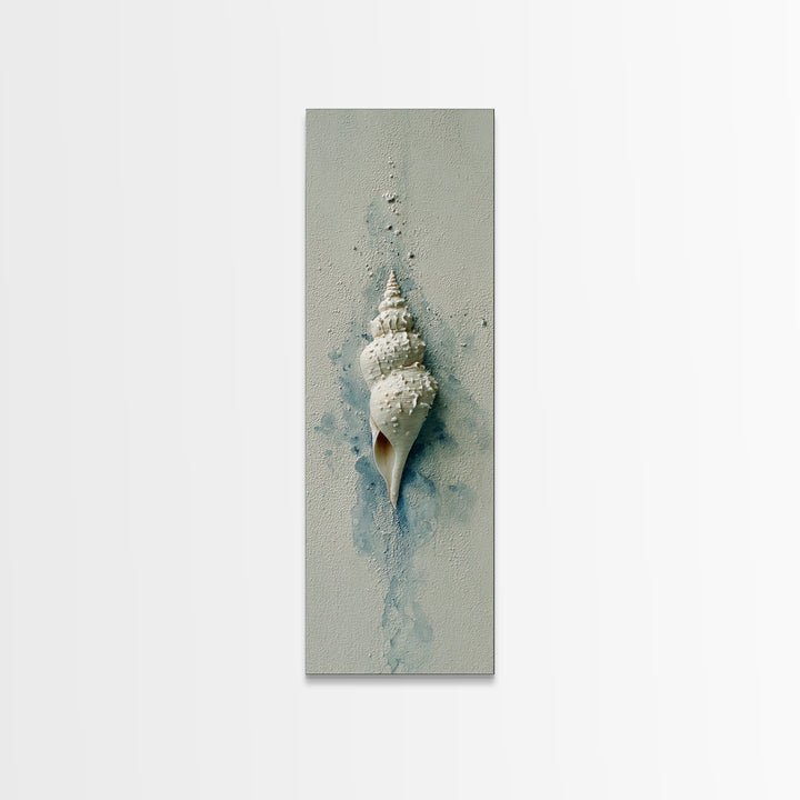 Minimal Seashell Still Life on Pale Sand Canvas Print, Bathroom Art, Custom Pet Portrait, Bathroom Decor, Oil Painting, Spa, BAT-1x3-63