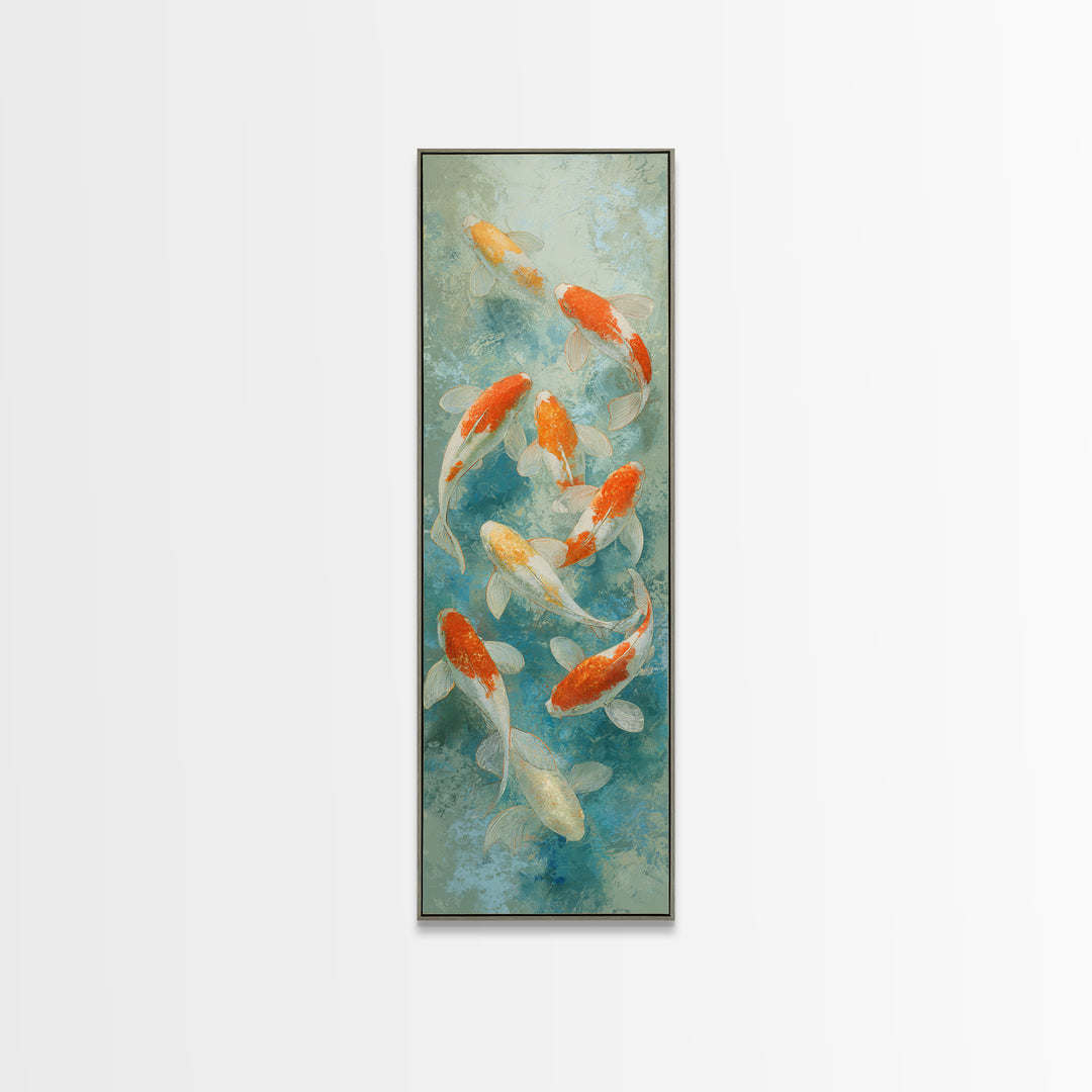 Minimal Koi Fish Swimming Through Clear Water Canvas Print, Bathroom Art, Poster, Bathroom Decor, Fine Art, Spa, Digital Print, BAT-1x3-68