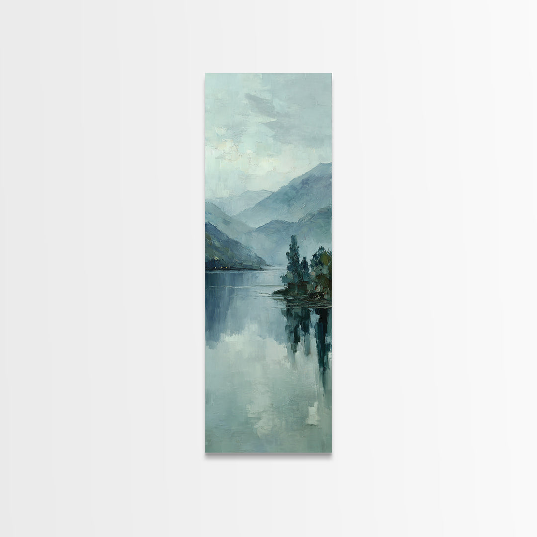 Misty Lake Scene Framed Canvas Print, Bathroom Art, Bathroom Print, Bathroom Decor, Fine Art, Spa, Minimalist Decor, BAT-1x3-69