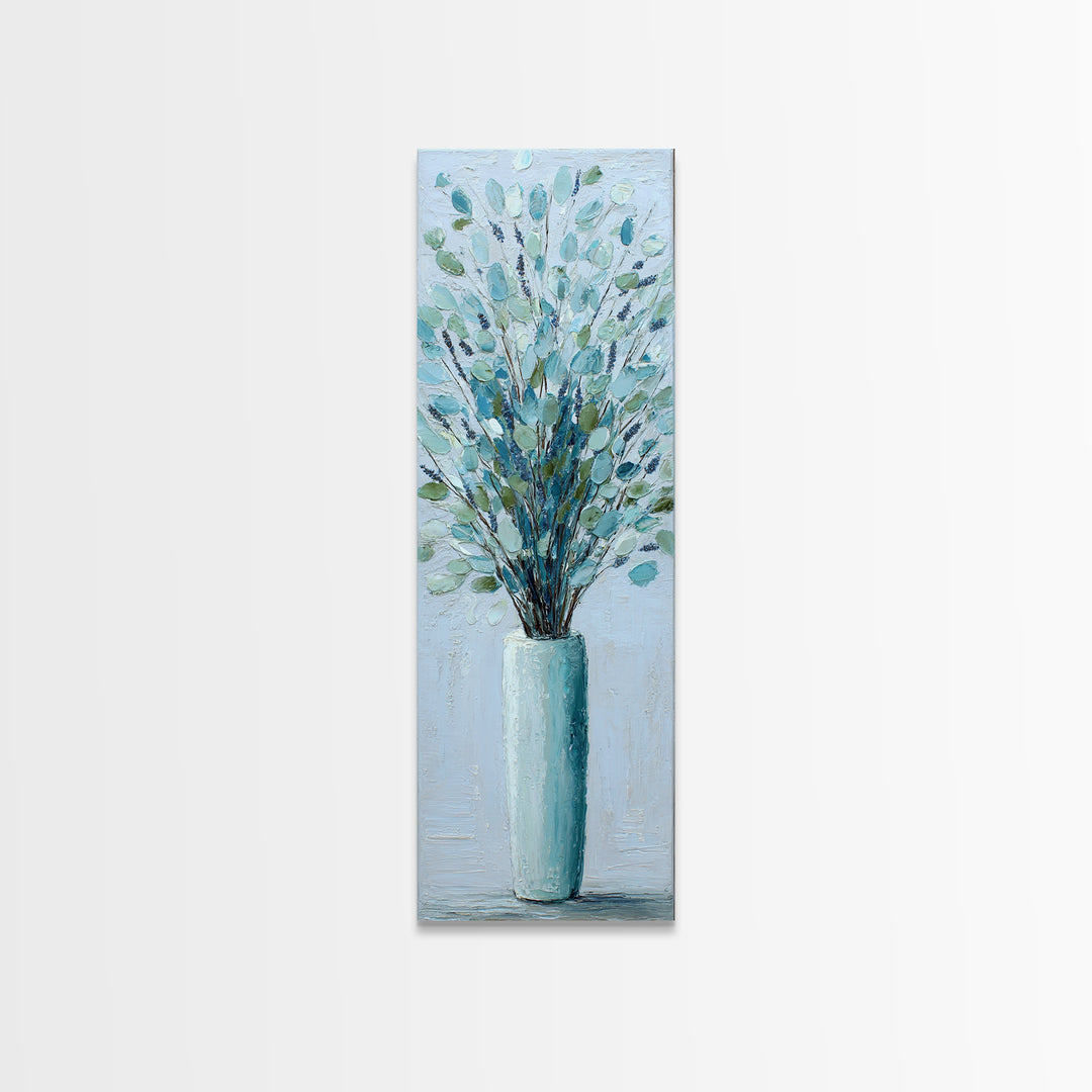 Lavender Sprigs in a Ceramic Vase Canvas Print, Bathroom Art, Digital Art, Bathroom Decor, Fine Art, Spa, Dopamine Decor, BAT-1x3-72