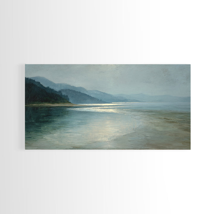 Misty Lake Scene Framed Canvas Print, Bathroom Art, Room Decor, Bathroom Decor, Spa, Custom Pet Portrait, Bathroom Wall Art, BAT-2x1-29