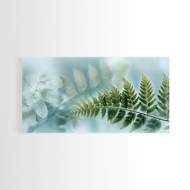 Green Fern Frond Closeup Framed Canvas Print, Bathroom Art, Modern Decor, Bathroom Decor, Fine Art, Spa, Home Decor, Poster, BAT-2x1-30