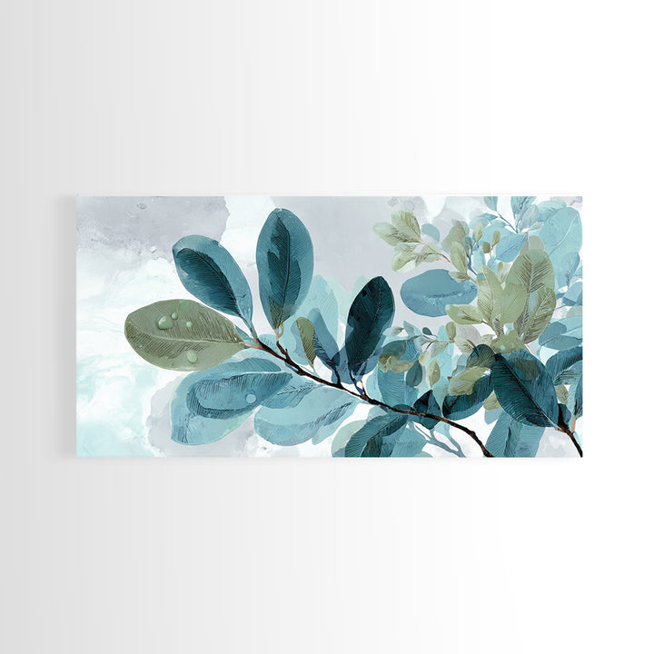 Tropical Leaf Silhouette Framed Canvas Print, Bathroom Art, Fine Art Print, Bathroom Decor, Watercolor Art, Spa, Poster, BAT-2x1-34