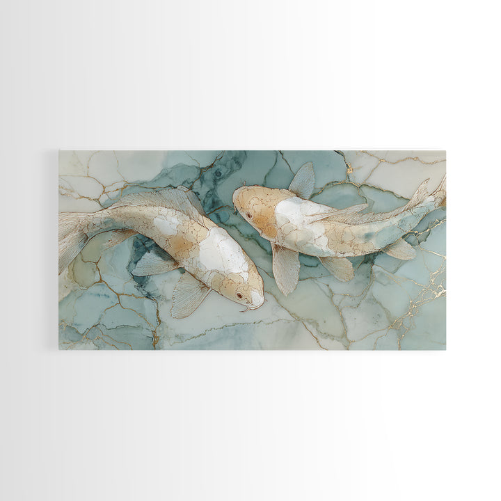Minimal Koi Fish Swimming Through Clear Water Canvas Print, Bathroom Art, Boho Decor, Bathroom Decor, Fine Art, Spa, Printable, BAT-2x1-4