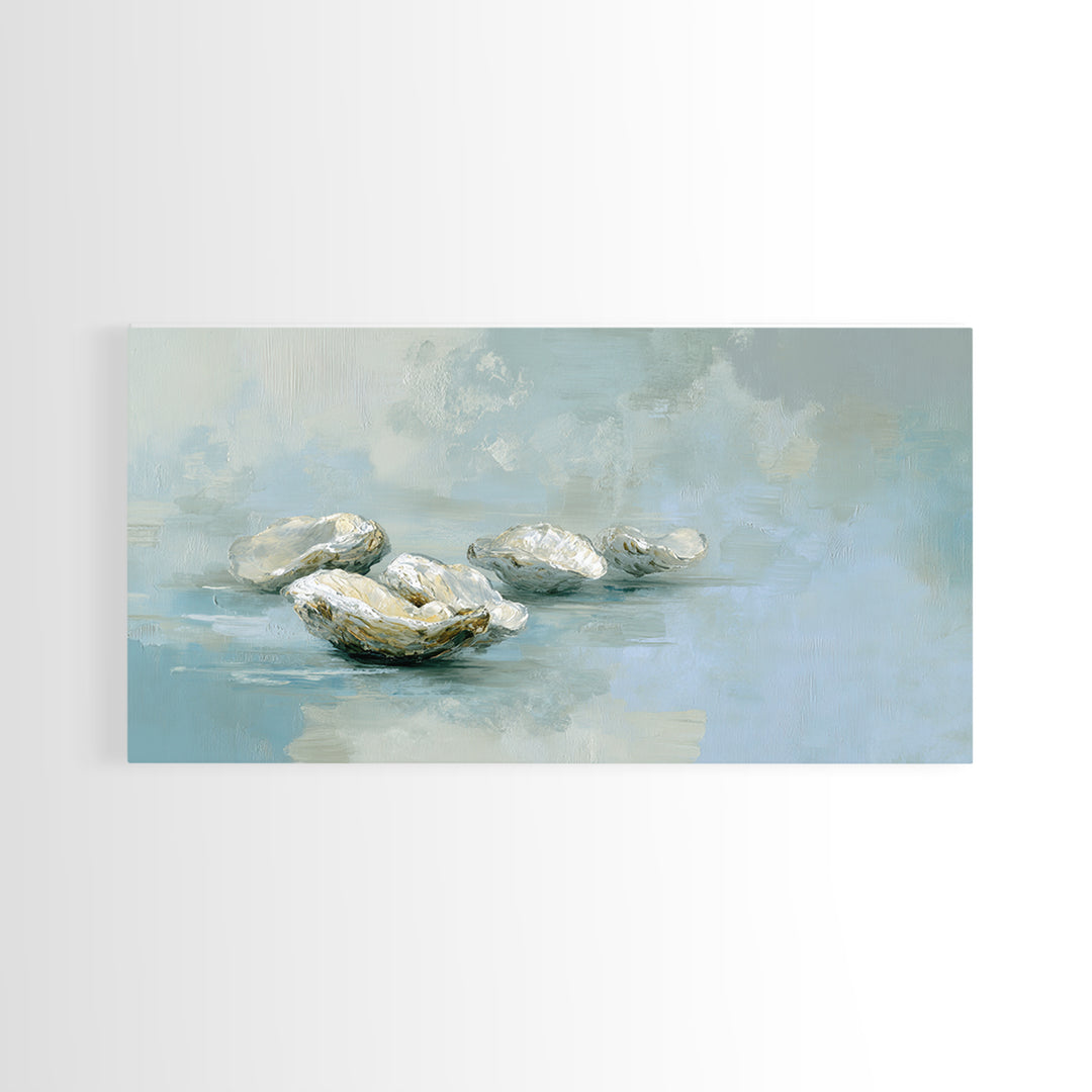 Oyster Shell Study Framed Canvas Print, Bathroom Art, Gallery Decor, Bathroom Decor, Fine Art, Spa, Minimalist Decor, BAT-2x1-42