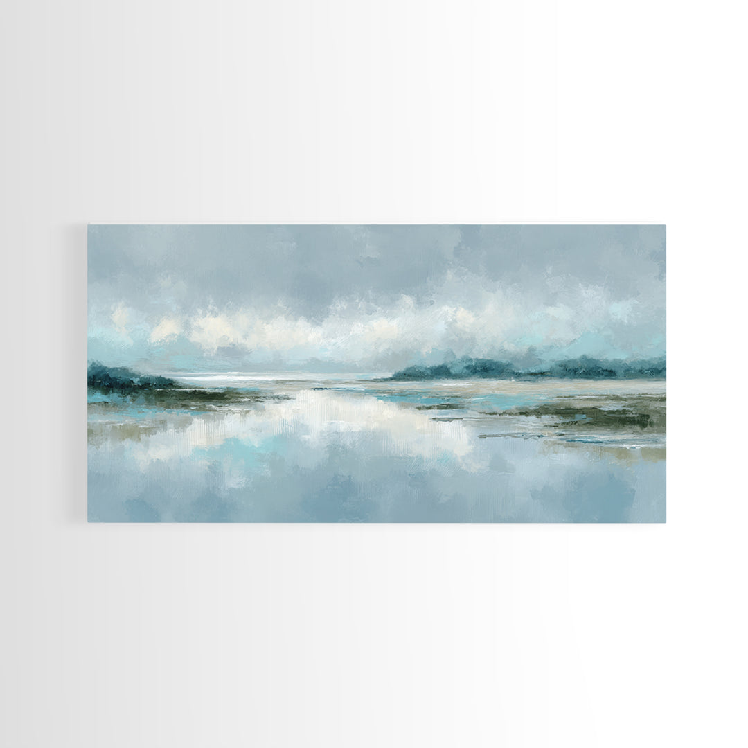 Misty Lake Scene Canvas Print, Bathroom Art, Home Decor, Bathroom Decor, Fine Art, Spa, Canvas Wall Art, Digital Print, BAT-2x1-53