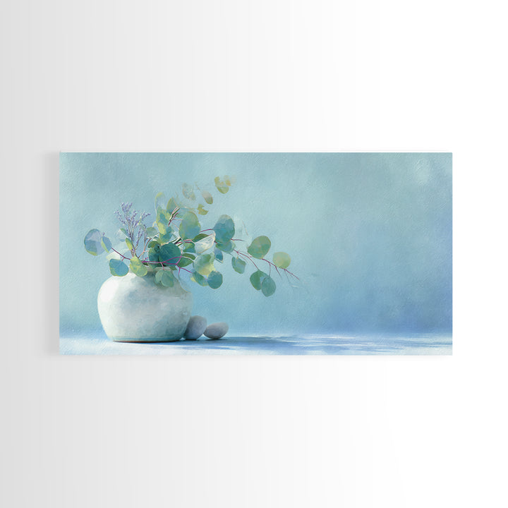 Lavender Sprigs in a Ceramic Vase Framed Canvas Print, Bathroom Art, Printable, Bathroom Decor, Fine Art, Spa, Bathroom Prints, BAT-2x1-56
