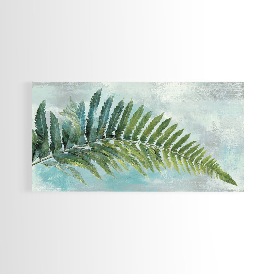 Green Fern Frond Closeup Framed Canvas Print, Bathroom Art, Modern Decor, Bathroom Decor, Fine Art, Spa, Home Decor, Poster, BAT-2x1-6
